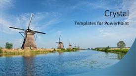  Presentation with lanscape - Cool new presentation theme with netherlands rural lanscape with windmills backdrop and a  colored foreground