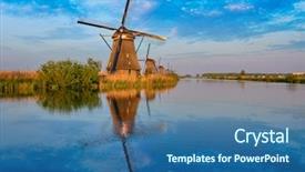  Presentation with lanscape - PPT theme enhanced with netherlands rural lanscape with windmills background and a  colored foreground