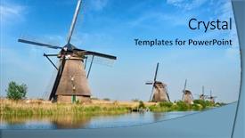  Presentation with lanscape - Slide deck with netherlands rural lanscape with windmills background and a light blue colored foreground