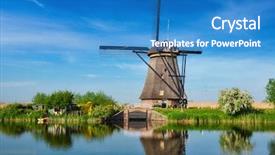  Presentation with lanscape - PPT theme featuring netherlands rural lanscape with windmills background and a  colored foreground