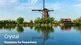  Presentation with lanscape - Slide set consisting of netherlands rural lanscape with windmills background and a  colored foreground