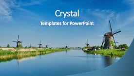  Presentation with lanscape - Presentation design featuring netherlands rural lanscape with windmills background and a  colored foreground