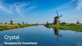  Presentation with lanscape - Presentation theme consisting of netherlands rural lanscape with windmills background and a  colored foreground