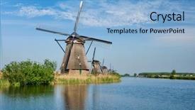  Presentation with lanscape - Amazing slide set having netherlands rural lanscape with windmills backdrop and a light blue colored foreground