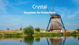  Presentation with lanscape - Presentation theme with netherlands rural lanscape with windmills background and a  colored foreground