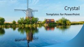  Presentation with lanscape - Colorful presentation enhanced with netherlands rural lanscape with windmills backdrop and a  colored foreground