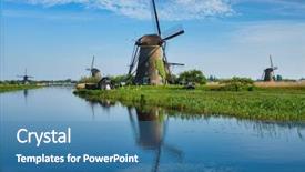  Presentation with lanscape - Amazing PPT layouts having netherlands rural lanscape with windmills backdrop and a teal colored foreground
