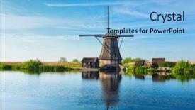  Presentation with lanscape - Slides featuring netherlands rural lanscape with windmills background and a light blue colored foreground