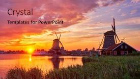  Presentation with windmills - Presentation design consisting of netherlands-rural-scene-windmills background and a coral colored foreground
