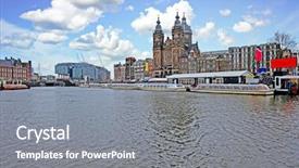  Presentation with city church - Colorful presentation theme enhanced with netherlands with the nicolaas church backdrop and a gray colored foreground