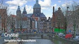  Presentation with city church - Beautiful presentation design featuring netherlands with the nicolaas church backdrop and a gray colored foreground