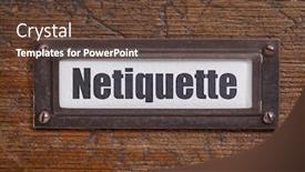  Presentation with internet - Slide deck featuring netiqutte internet etiquette - file cabinet background and a tawny brown colored foreground