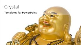  Presentation with buddha - Colorful slides enhanced with netsuke-of-buddha-isolated backdrop and a white colored foreground