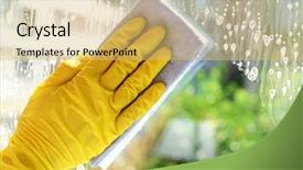  Presentation with windows - Cool new slide set with nettoyage - cleaning windows with special rag backdrop and a yellow colored foreground