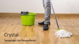  Presentation with mopping - Beautiful PPT layouts featuring nettoyage - mopping the floor closeup backdrop and a coral colored foreground