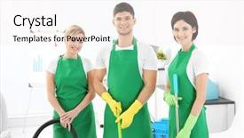  Presentation with office cleaning - Theme enhanced with nettoyage - service team cleaning modern office background and a white colored foreground