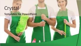  Presentation with cleaning service - Beautiful PPT theme featuring nettoyage - service team with cleaning equipment backdrop and a lemonade colored foreground