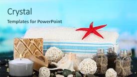  Presentation with oil pollution on sea - Colorful slide set enhanced with netural oil - spa composition mat on sea backdrop and a  colored foreground