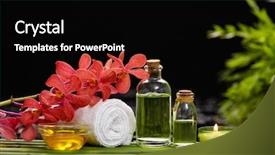  Presentation with tranquil spa - Slide deck consisting of netural oil - tranquil spa scene- pink orchid background and a black colored foreground