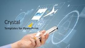  Presentation with smartphone - Cool new slide set with sensor network - business and technology concept backdrop and a light blue colored foreground