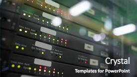  Presentation with server - PPT theme with network - close-up of towers in server background and a dark gray colored foreground