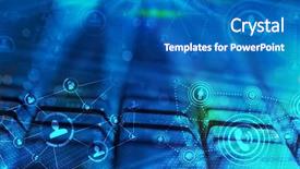  Presentation with social - PPT theme enhanced with network - computer keyboard with glowing icons background and a teal colored foreground