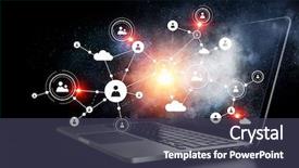  Presentation with social media - PPT theme with network - social connection and networking mixed background and a tawny brown colored foreground