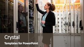  Presentation with server - Beautiful presentation theme featuring network - technician examining server in server backdrop and a tawny brown colored foreground