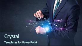  Presentation with smartwatch - Amazing presentation theme having network access - man wearing smartwatch with networking backdrop and a ocean colored foreground