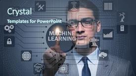  Presentation with machine learning - Cool new presentation theme with network algorithm - machine learning computing concept backdrop and a ocean colored foreground