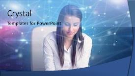  Presentation with front desk - Audience pleasing PPT theme consisting of network audit - manager in front backdrop and a  colored foreground