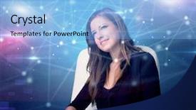  Presentation with front desk - Presentation theme having network audit - manager in front background and a  colored foreground