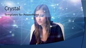  Presentation with front office hotel - Slide deck having network audit - manager in front background and a light blue colored foreground