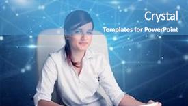  Presentation with front office hotel - Slide deck having network audit - manager in front background and a teal colored foreground