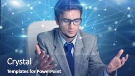  Presentation with front desk - Slide deck featuring network audit - manager in front background and a ocean colored foreground