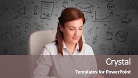  Presentation with audit - PPT theme consisting of network audit - young secretary with doodle multitask background and a gray colored foreground