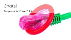  Presentation with data privacy - Theme having robo de identidad - network cable and a condom background and a white colored foreground