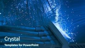  Presentation with computer network - Slides enhanced with network cable and hub closeup background and a ocean colored foreground