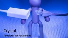  Presentation with network cable - Presentation theme with network cable and plastic people background and a light blue colored foreground