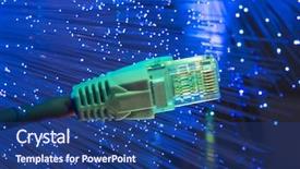  Presentation with network cable - Audience pleasing theme consisting of network cable closeup with fiber backdrop and a ocean colored foreground