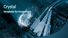  Presentation with network cable - Amazing slide deck having network cable closeup with fiber backdrop and a ocean colored foreground