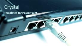  Presentation with network cable - Presentation enhanced with network-cable-connected-to-switch background and a navy blue colored foreground