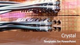  Presentation with network cable - Amazing PPT layouts having network cable connecting on network backdrop and a tawny brown colored foreground