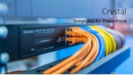  Presentation with network cable - Slides having network-cable-connecting-on-network background and a teal colored foreground