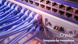  Presentation with network cable - PPT theme having network-cable-connecting-on-network background and a violet colored foreground