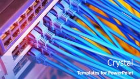  Presentation with network cable - Audience pleasing slides consisting of network-cable-connecting-on-network backdrop and a cobalt blue colored foreground