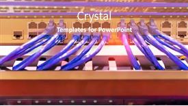  Presentation with network firewall - Colorful PPT theme enhanced with network cable in switch and firewall in cloud computing data center server rack backdrop and a coral colored foreground