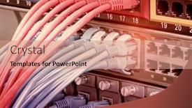  Presentation with network firewall - Beautiful PPT theme featuring network-cable-in-switch backdrop and a coral colored foreground