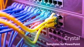  Presentation with firewall - Beautiful PPT theme featuring network-cable-in-switch backdrop and a violet colored foreground