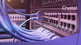  Presentation with network cable - Amazing PPT layouts having network cable panel switch and internet cables in data center backdrop and a tawny brown colored foreground